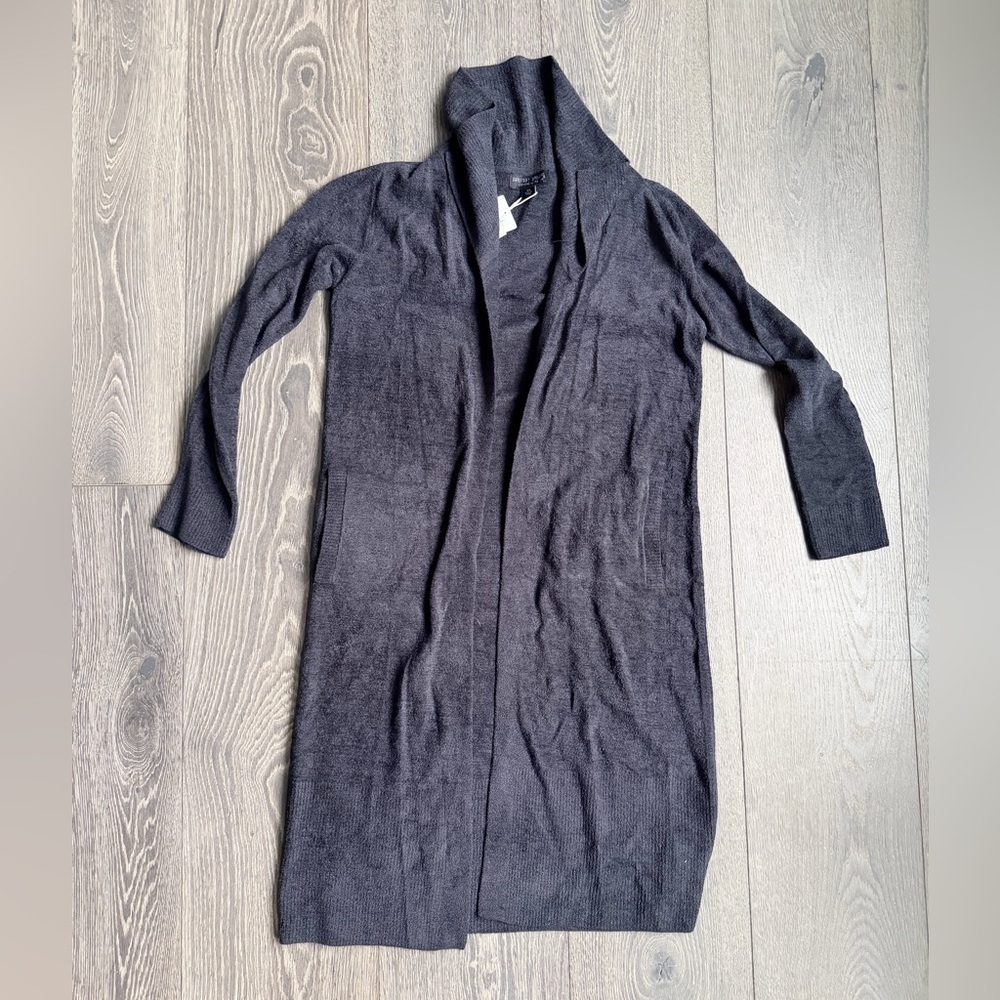 Barefoot Dreams CozyChic Ultra Lite Open Front Cardigan in Black Size XS - Picture 3 of 5